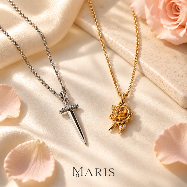 Maris™ Sword and Rose Matching Necklace