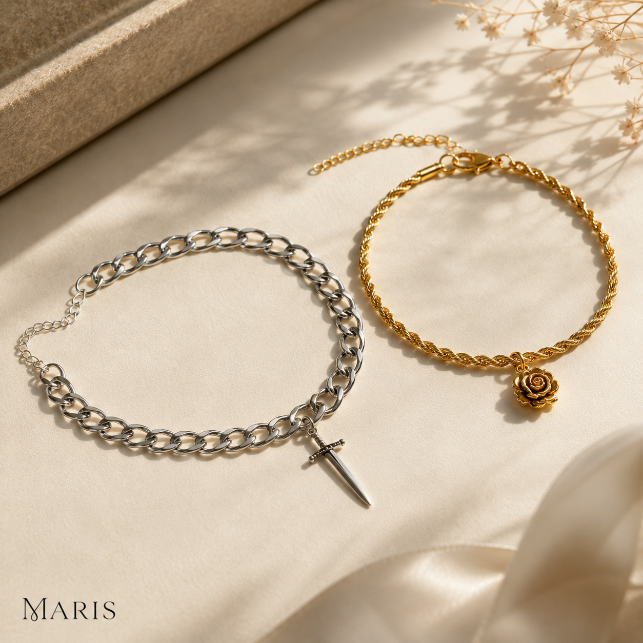 Maris™ Sword and Rose Matching Bracelet