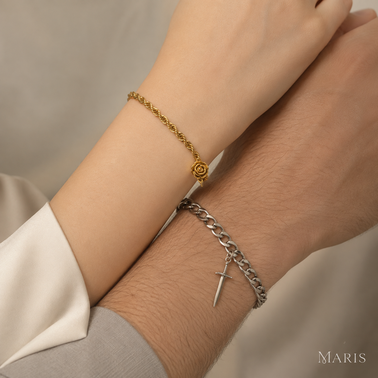 Maris™ Sword and Rose Matching Bracelet