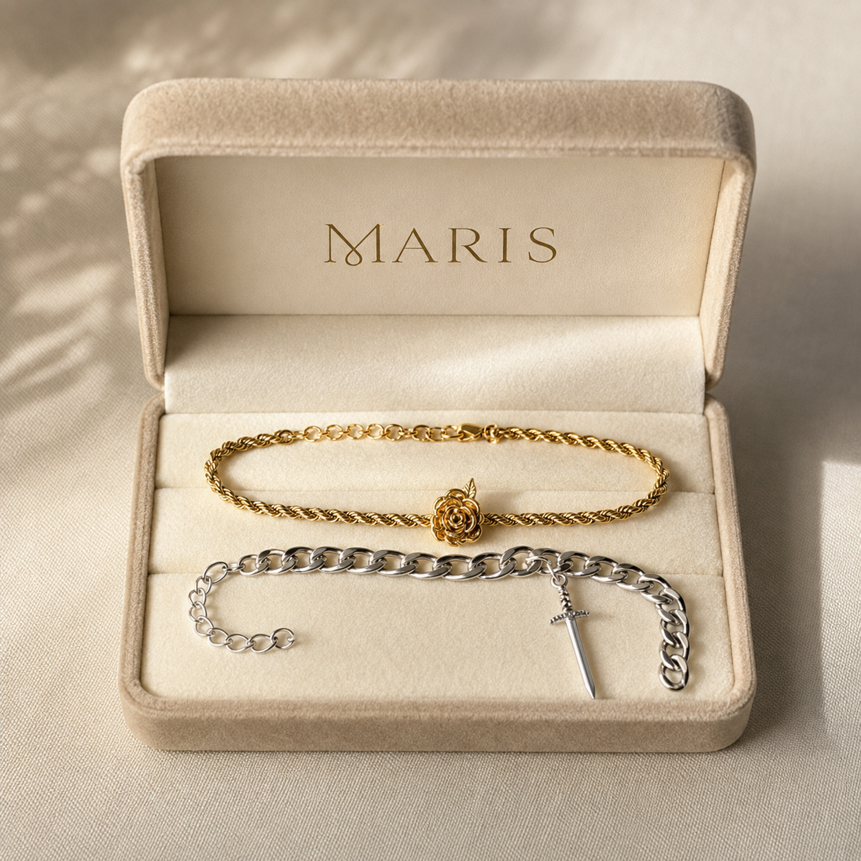 Maris™ Sword and Rose Matching Bracelet
