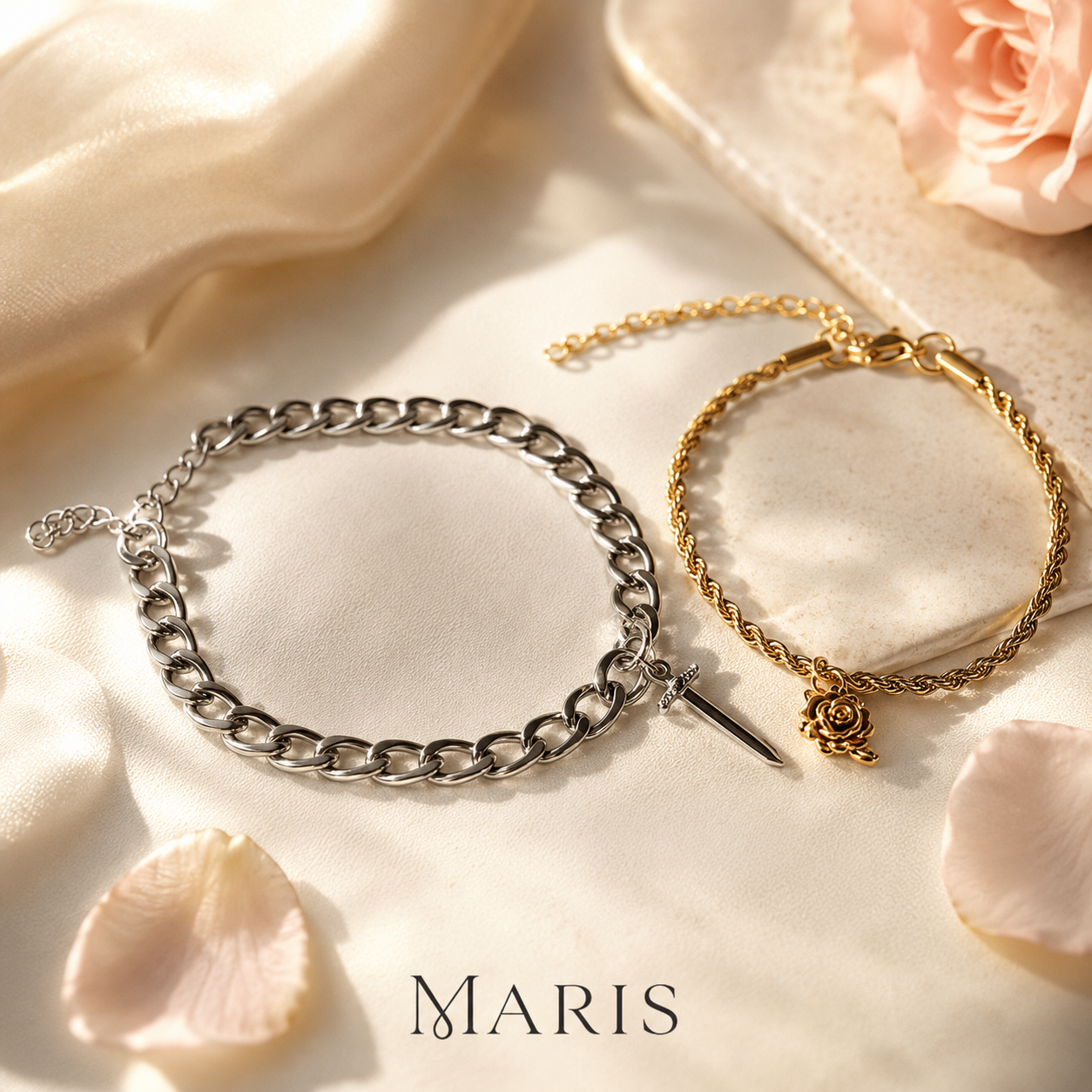 Maris™ Sword and Rose Matching Bracelet